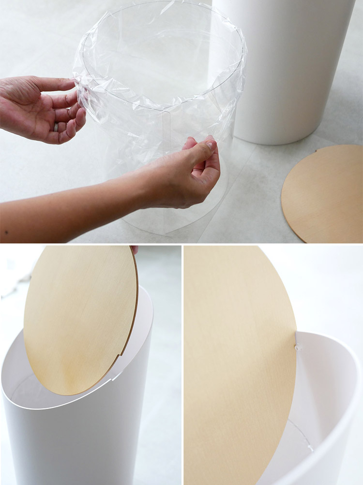 Moheimスウィングビン、天然木蓋のゴミ箱