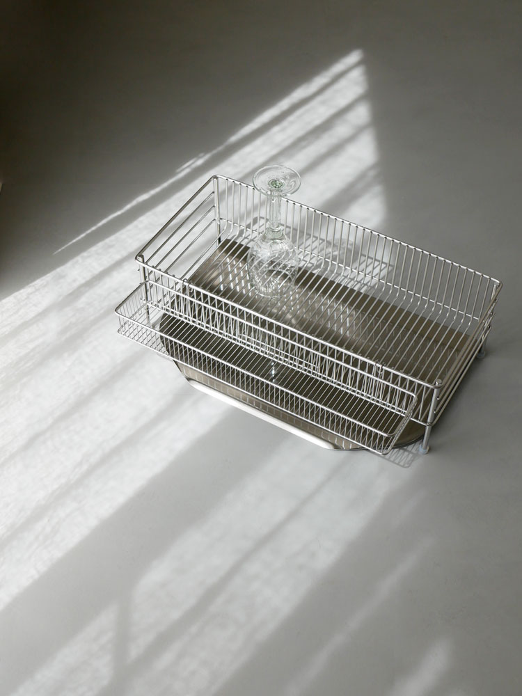 la baseブランドの18-8ステンレス製水切りかご3点セット：バスケット、ポケット、トレー