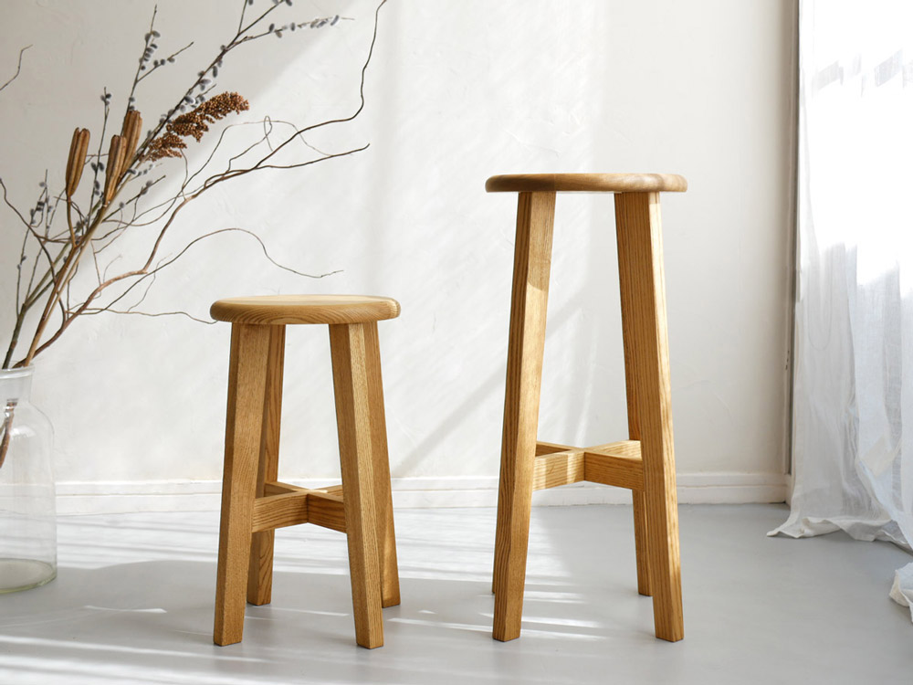 木製スツール ２脚セット 高さ47cm 丸椅子 stool - スツール