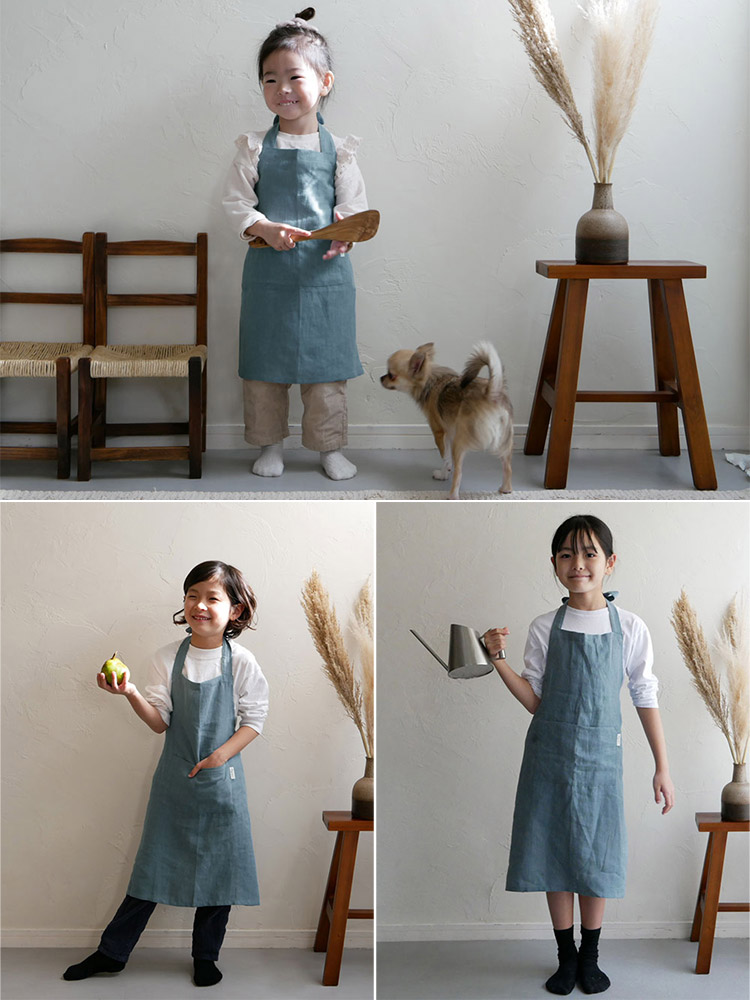 Magic Linenブランドのキッズ用リネンエプロン