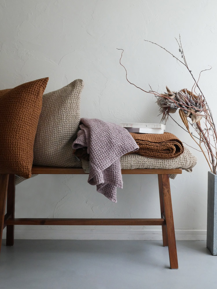 リネン混紡のMagic Linenワッフルブランケット