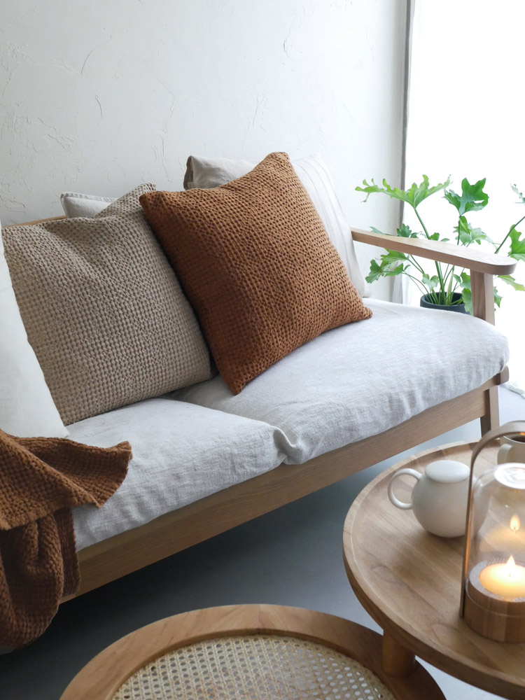 Magic Linen製リネン混ワッフルブランケット 140x100cm