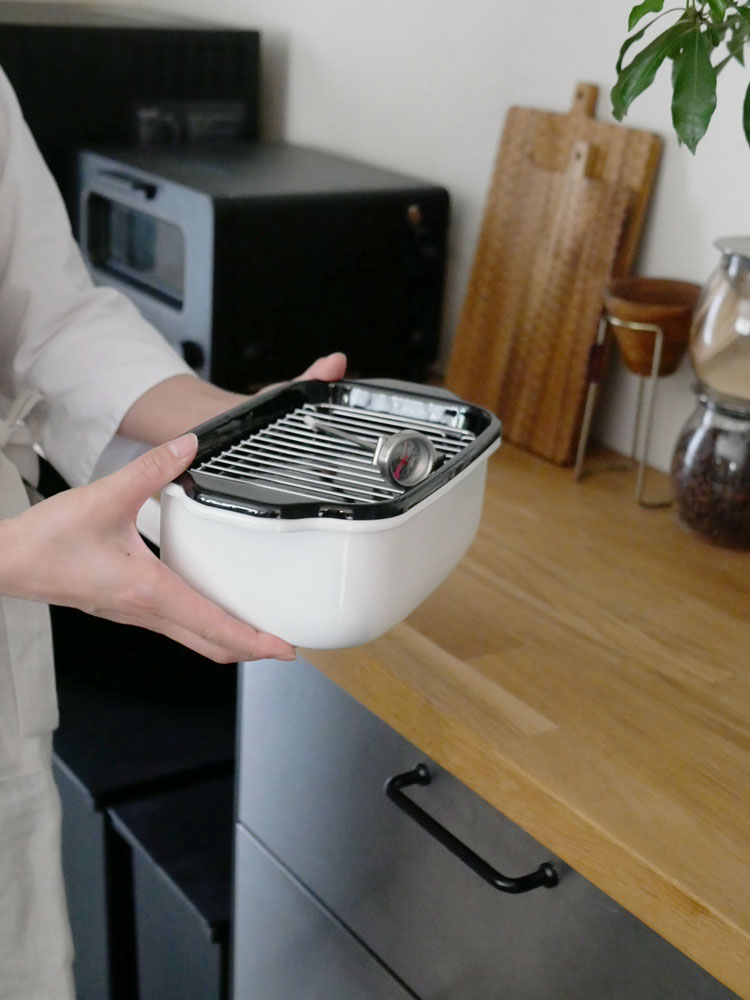 富士ホーロー角型天ぷら鍋ホワイト