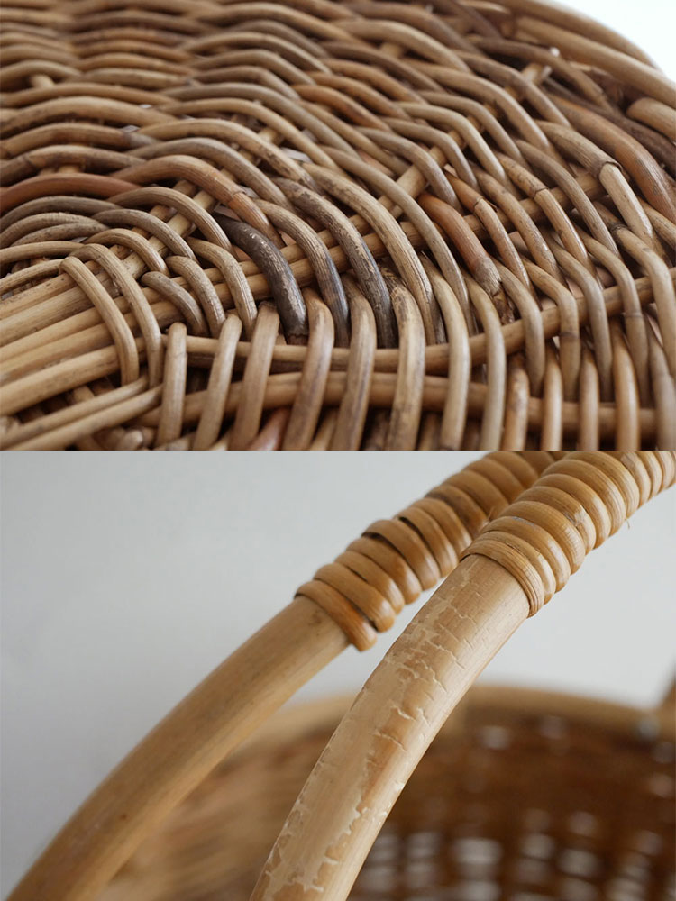 クレエ製ラタンの蓋テーブルバスケット