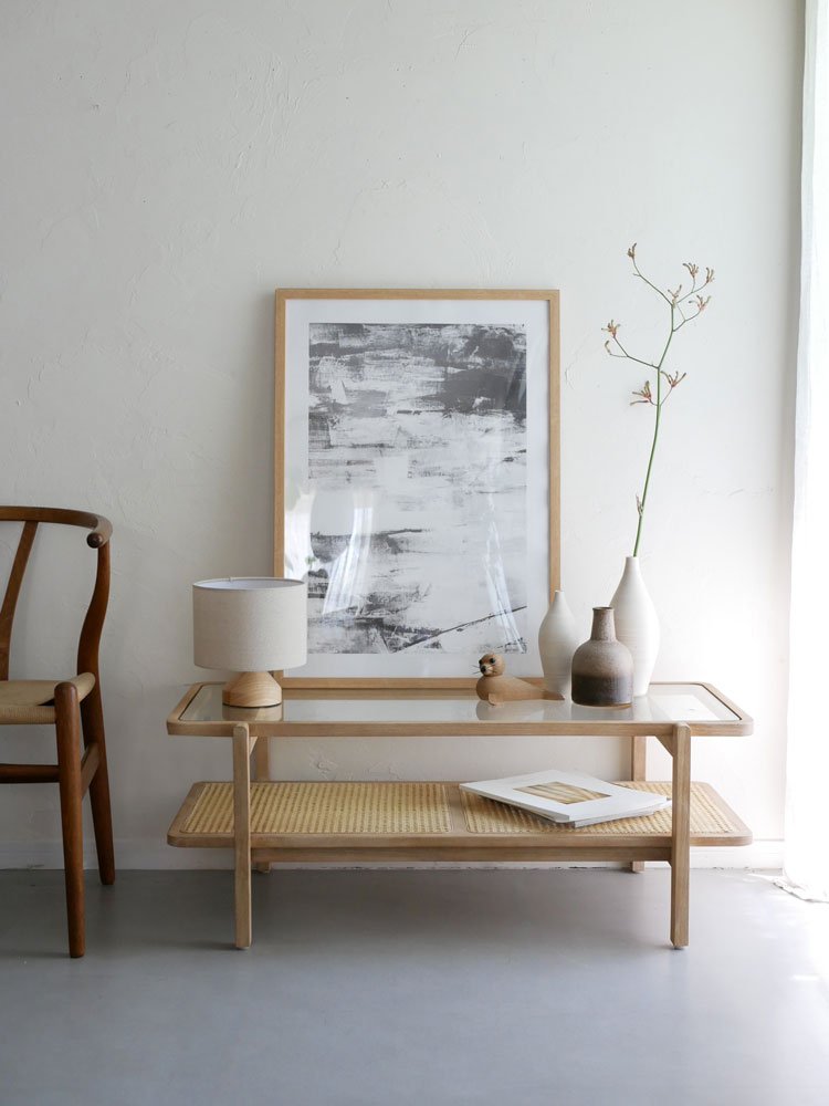 サンフラワーラタンとチーク無垢材のセンターテーブル