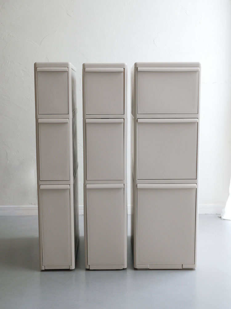 白色のライクイットスリムストレージストッカー、複数引き出し付き