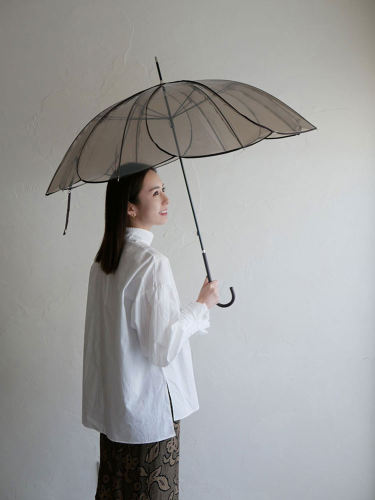 ビコーズの透明クリアアンブレラ、紫外線防止機能付き