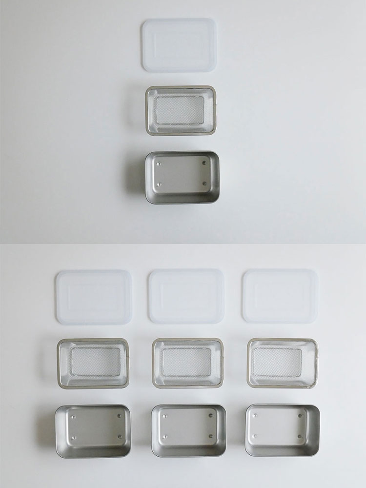 シリコンフタ付きステンレス製バットとザルセット