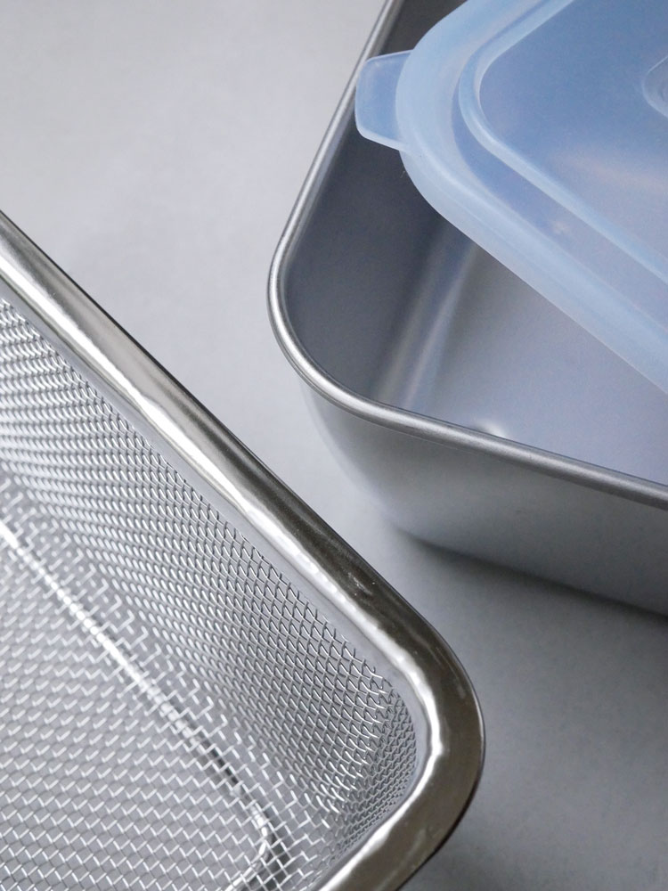 シリコンフタ付き角バットとザルセット