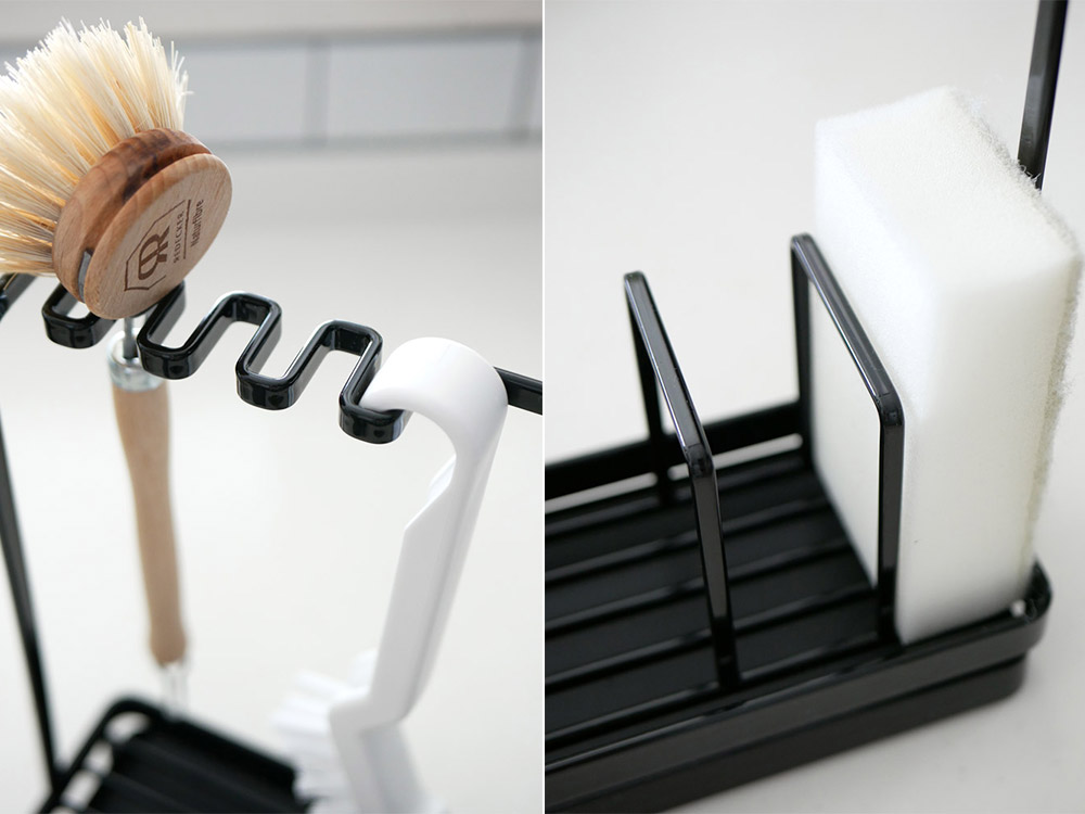 towerブランドの黒色スポンジ＆クリーニングツールスタンド