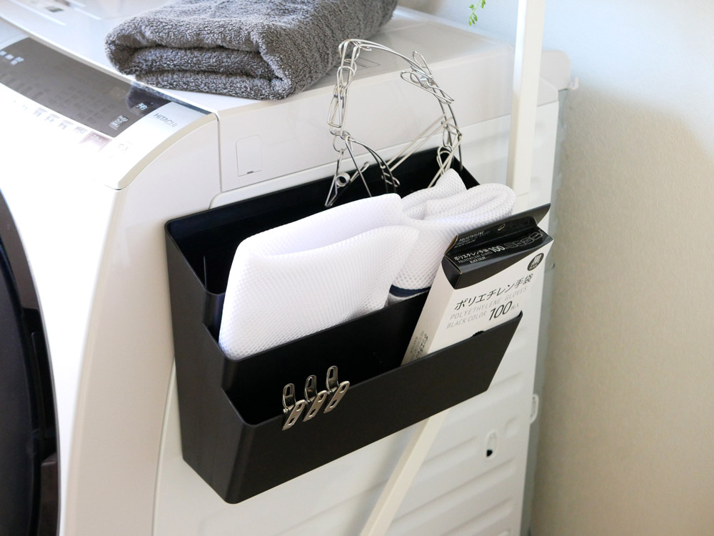 タワー式冷蔵庫用ブラックマグネット収納ポケット 3段