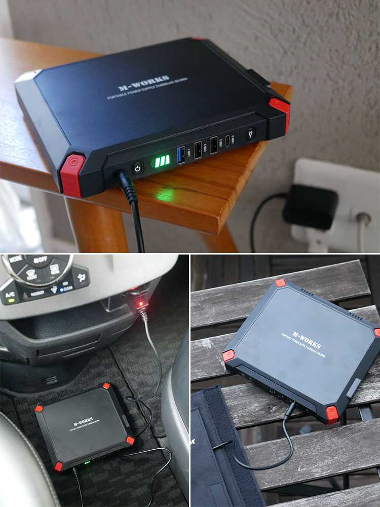 エムワークスのポータブル電源とソーラーパネルのセット