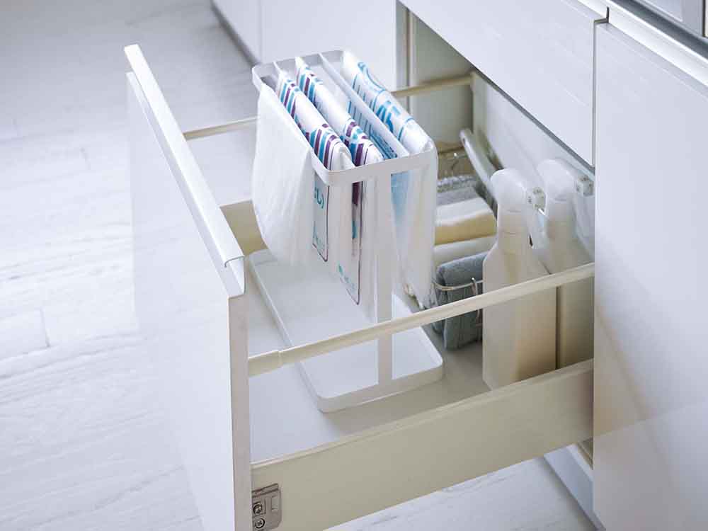 Tower シンク下ポリ袋収納 ホワイト 公式 インテリア雑貨の総合通販 ひなたライフ アプリnew Openキャンペーン実施中