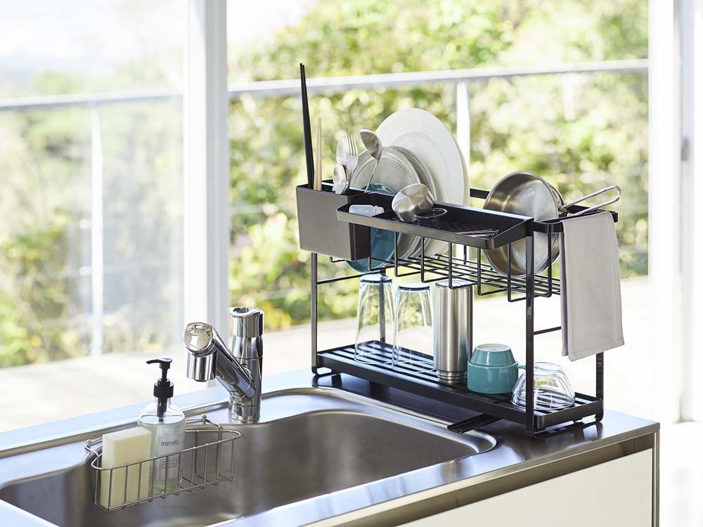 タワーのスリムスリーウェイ2段水切りワイヤーバスケット