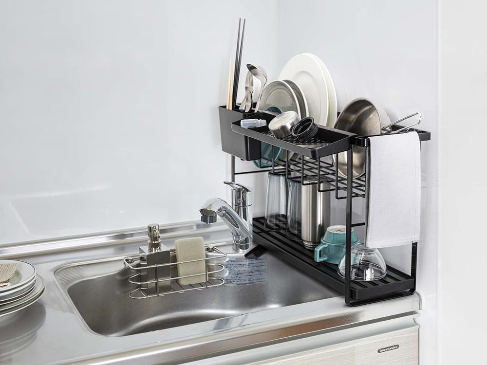 towerスリムスリーウェイ水切りバスケット2段