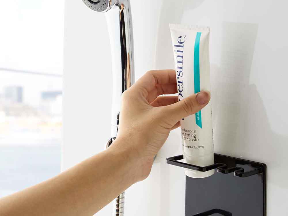 スチール製マグネットバスルームチューブ＆歯ブラシホルダー