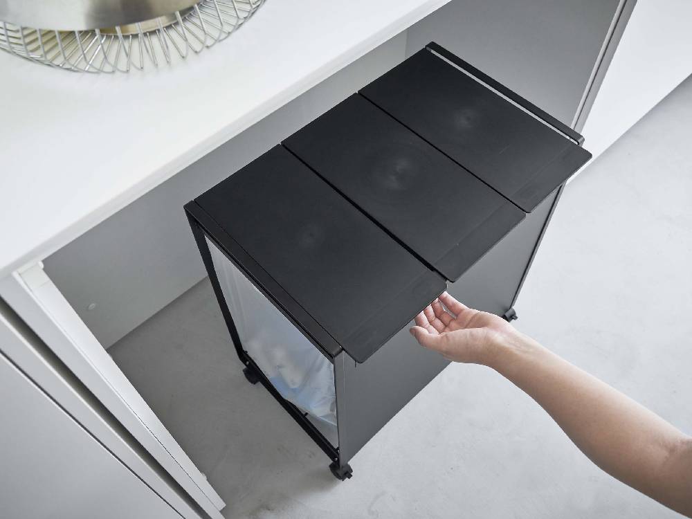 タワー製蓋付き目隠し分別ダストワゴン