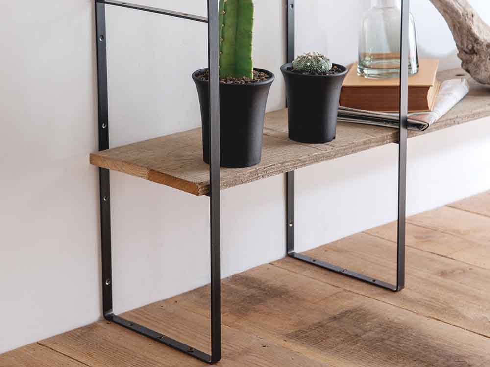 ポッシュリビングの黒皮鉄ミルスケールシェルフブラケット