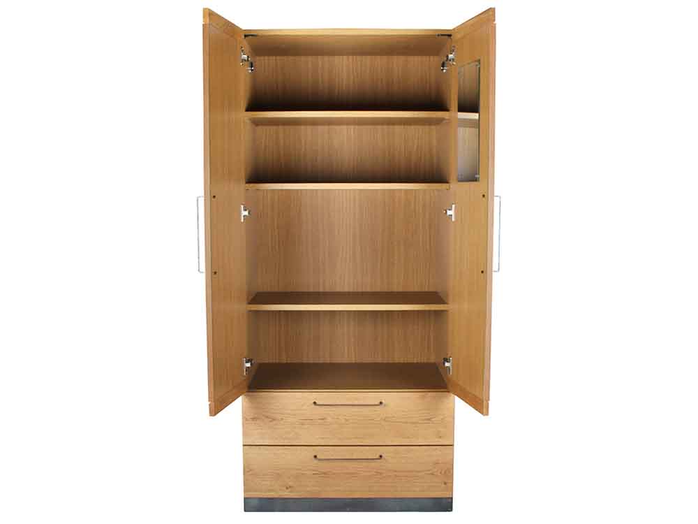 adepecheのオーク無垢2ドアワードローブ、ドロワー付き