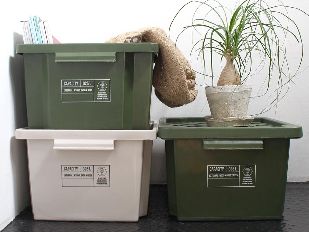 a.depecheのアイボリー色プラスチック製ストッケージリッド