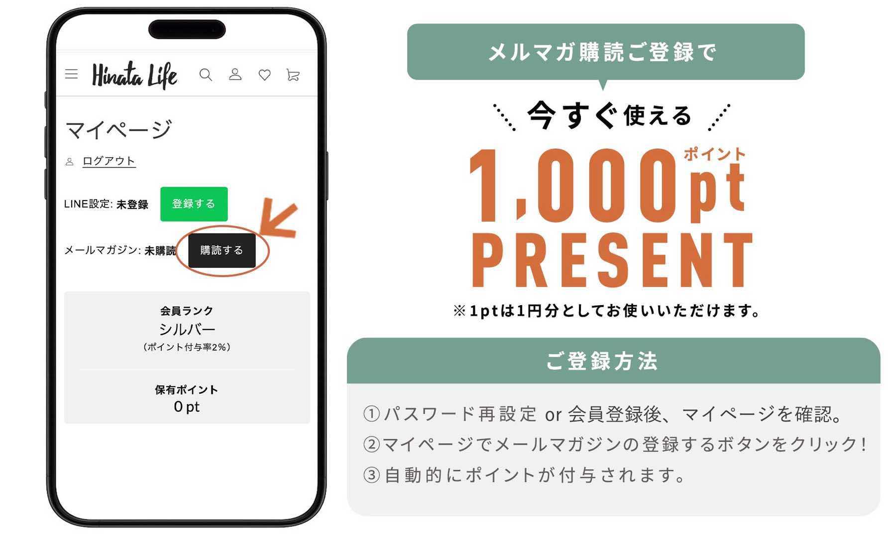 メルマガ購読で1000ポイントプレゼント！